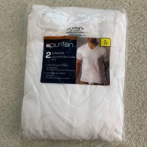 Puritan White V-Neck Undershirts 2-Pack